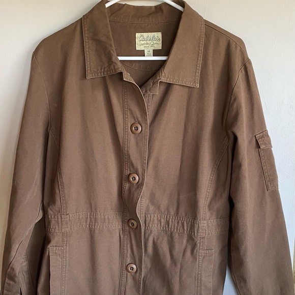 Cabela’s brown button down jacket size Medium  100% cotton - Picture 1 of 4